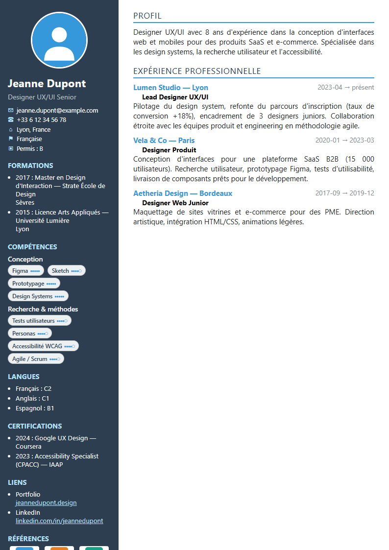 Aperçu du modèle Classic Sidebar