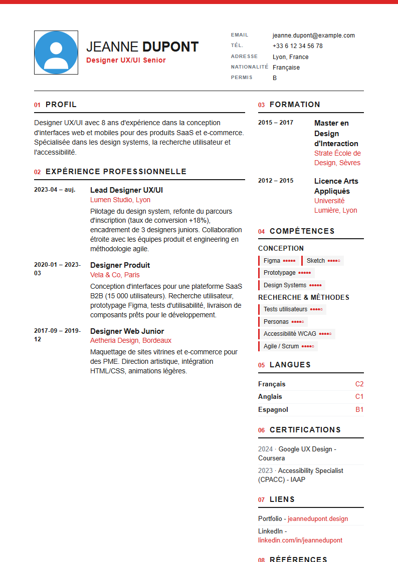 Anteprima di un modello di CV